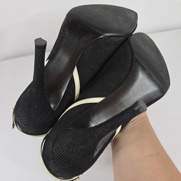 Stuart Weitzman Leather Pointed Toe Stiletto Pumps Black White Made In Spain 8.5 - Picture 13 of 15